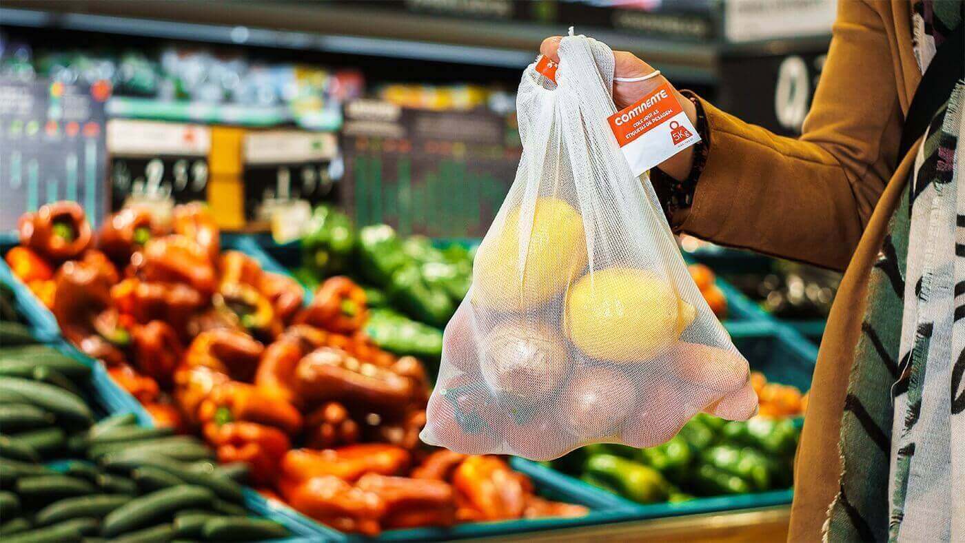 sacos reutilizaveis de fruta e legumes continente