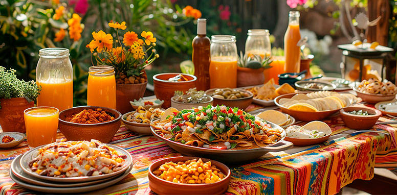Comida mexicana para um jantar mexicano
