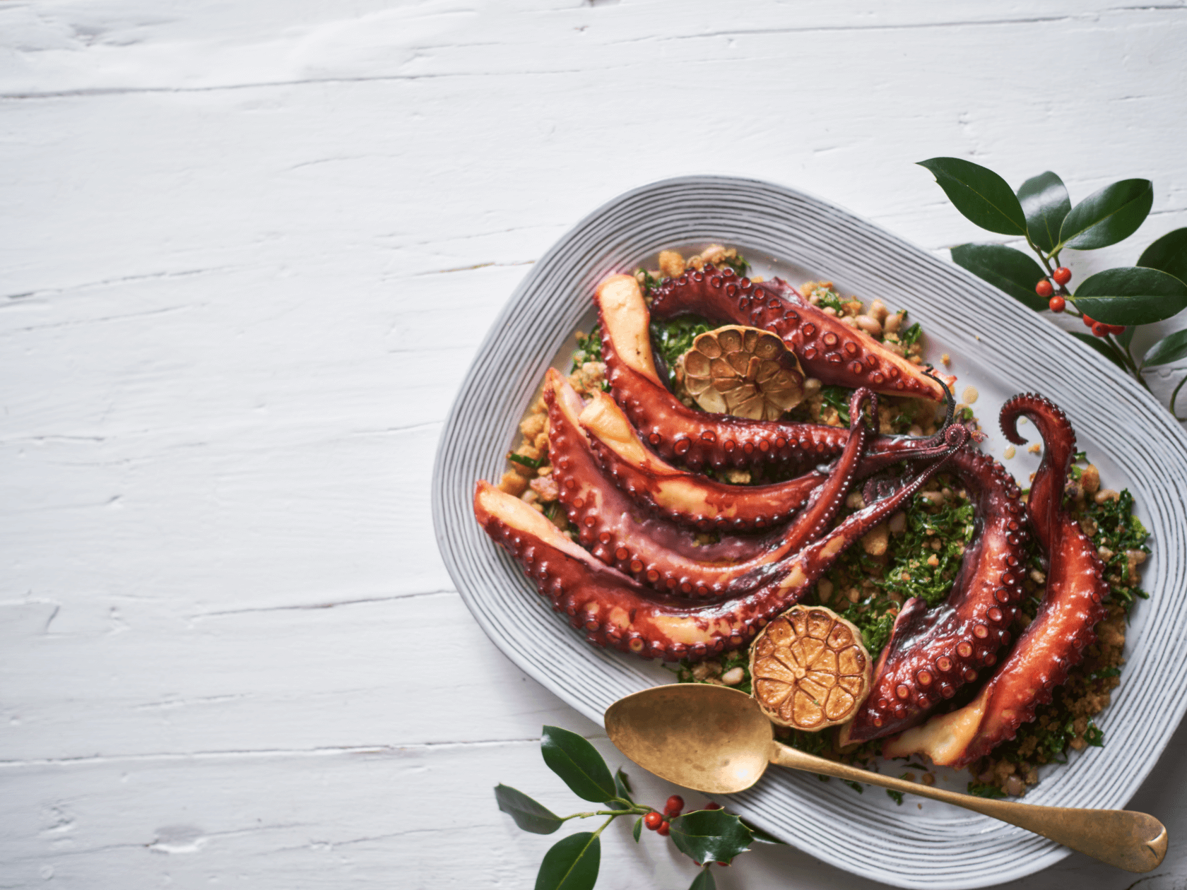 Polvo No Forno Com Migas