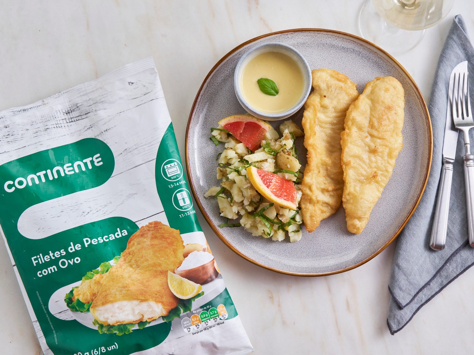 imagem de Filetes Pescada Molho Mostarda Esmagada Batata